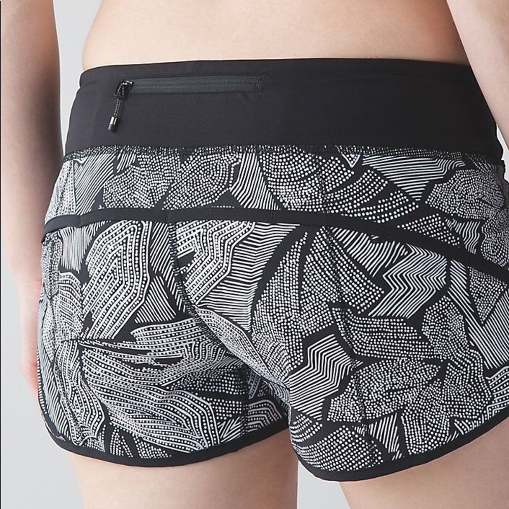 Printed Black and White Lululemon Athletic Shorts